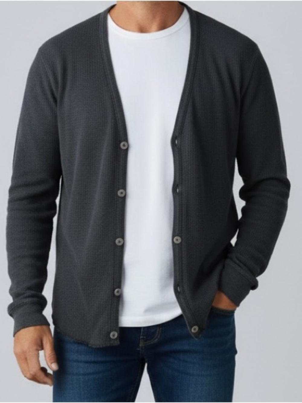 Converse x John Varvatos Waffle Knit Cardigan Black Medium Raw Hem